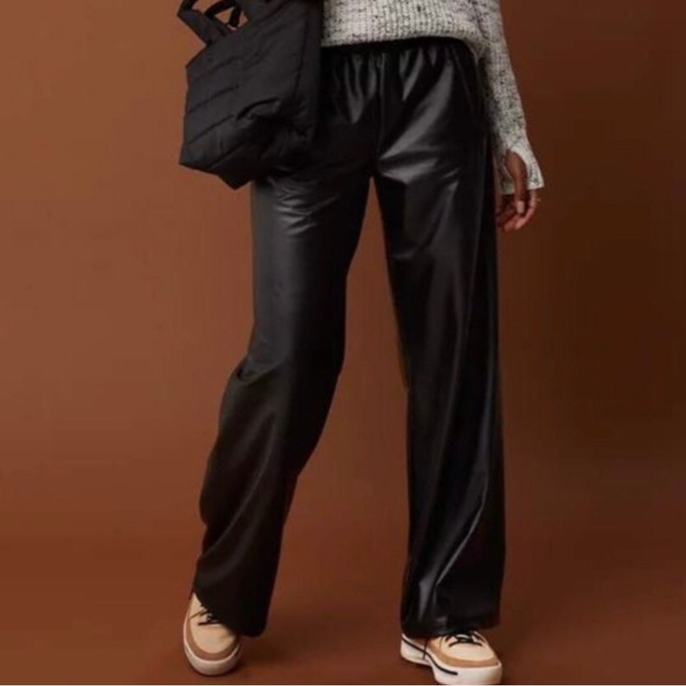 Aerie - Wide Leg Faux Leather Pants